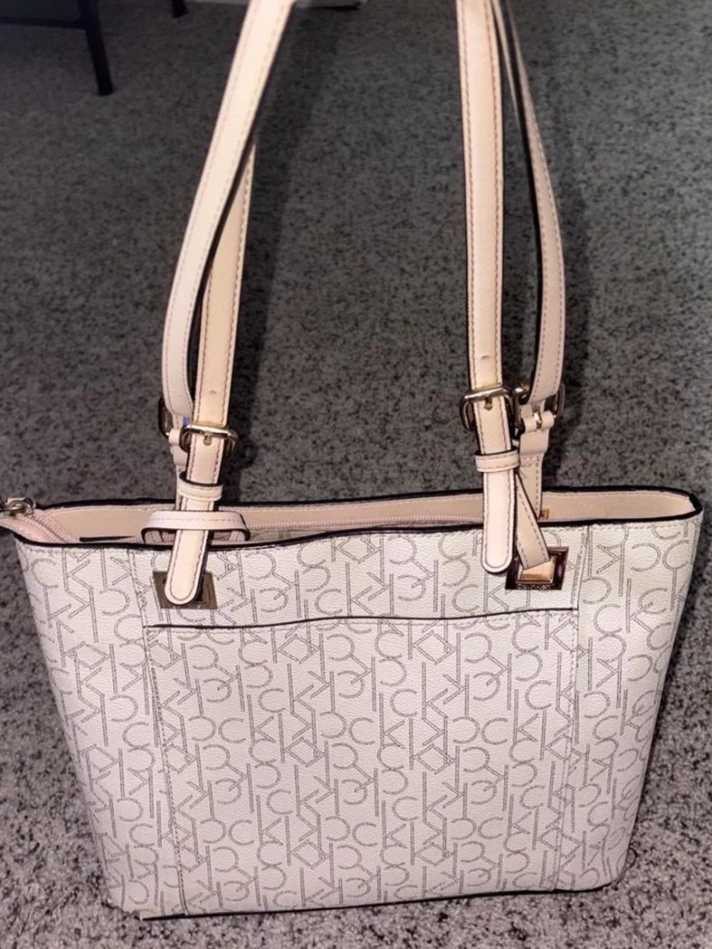 Calvin Klein Cream Logo-Print Tote